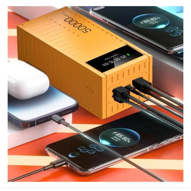 50,000 mAh Ultra-Capacity Power Bank – Fast Charging +5 Devices Simultaneously 100% Charge, 6 Ports &amp; Flashlight