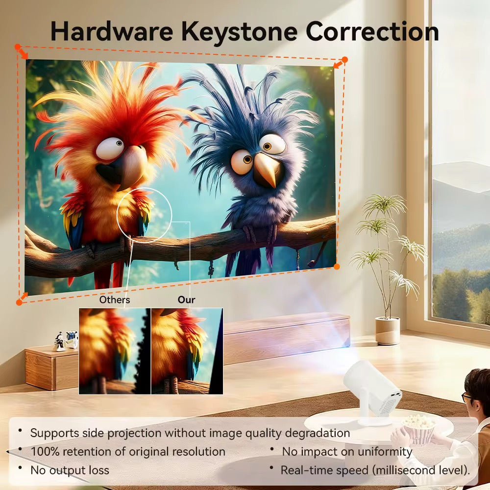 Mini portable multi-device projector for cinema, home &amp; education, 8k, wifi 6 &amp; 180°